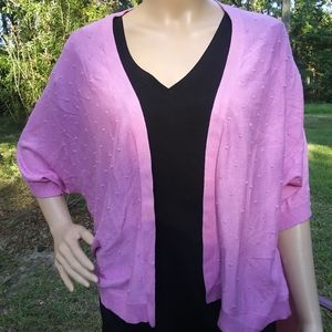 NWOT "Andeawy" pink 1/2 sleeve open front sweater